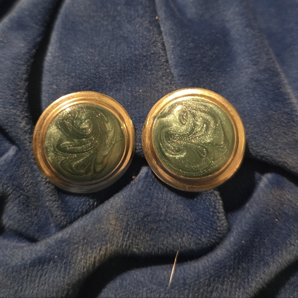 Vintage Blue Swirl Button Earrings